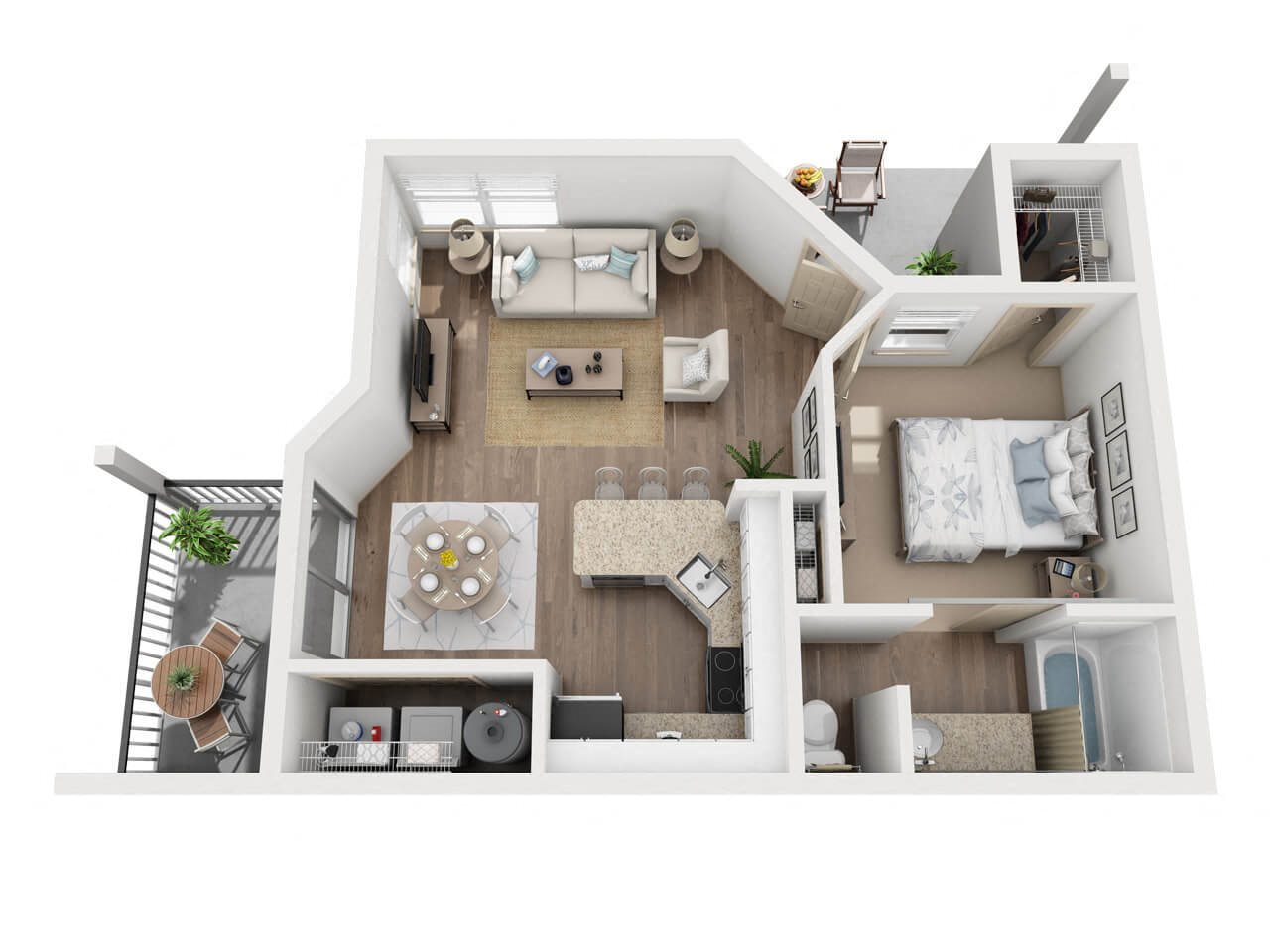 A1: 1 Bed 1 Bath floor plan